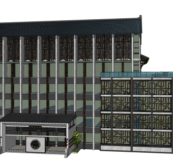 新中式酒店草图大师模型下载、酒店su模型下载