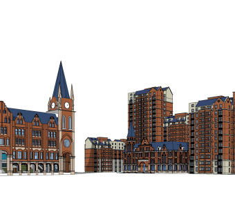 欧式酒店草图大师模型，酒店sketchup模型免费下载