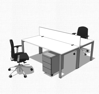 现代屏风办工桌草图大师模型，办公桌sketchup模型，办公桌su素材下载