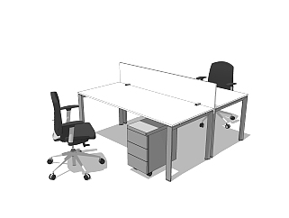 现代屏风办工桌草图大师模型，办公桌sketchup模型，办公桌su素材下载