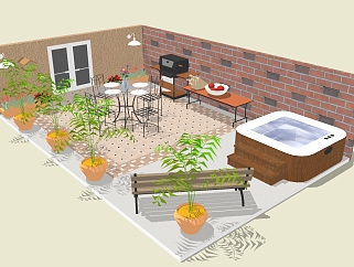<em>现代屋顶花园</em>草图大师模型，屋顶花园su模型下载