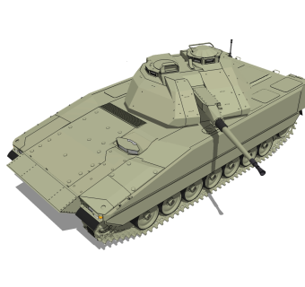 瑞典CV-90轻型坦克草图大师模型，坦克SU模型下载