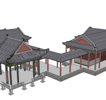 古建筑草图大师模型下载、古建筑su模型下载