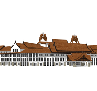 东南亚商业建筑草图大师模型，商业建筑sketchup模型免费下载