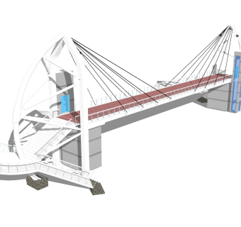 现代人行天桥草图大师模型，人行天桥sketchup模型免费下载