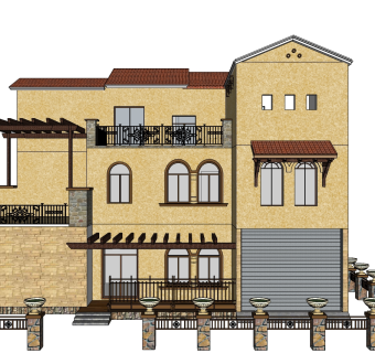 欧式别墅su模型下载、欧式别墅草图大师模型下载