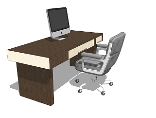 现代<em>书桌</em>办公椅草图大师模型，办公椅SU模型下载