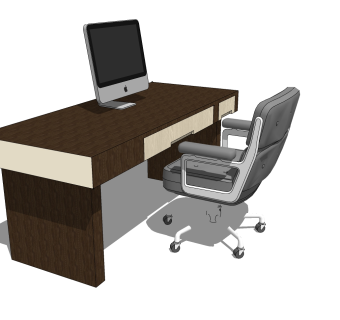 现代书桌办公椅草图大师模型，办公椅SU模型下载
