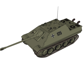 德国jagdpanther猎豹坦克草图大师模型，坦克SU模型