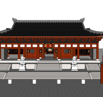 中式古建豪宅草图大师模型下载、古建豪宅su模型下载