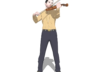 拉小提琴演奏家草图大师模型，演奏家su模型下载