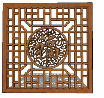 中式雕花格栅屏风草图大师模型，格栅sketchup模型下载