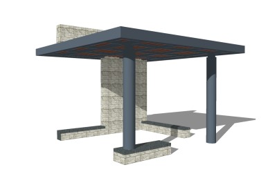 现代简约廊架草图大师模型，廊架sketchup模型下载