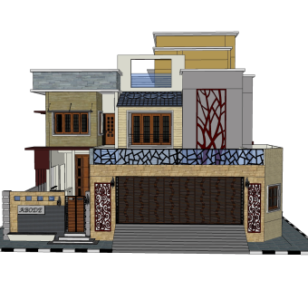 现代风格别墅草图大师模型下载，别墅SKP模型下载