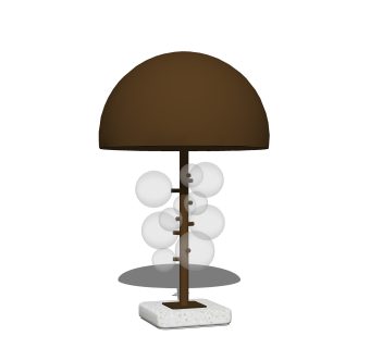 美式水晶球台灯草图大师模型，轻奢金属台灯效果图su模型下载