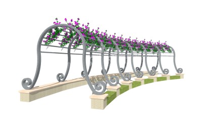 欧式铁艺廊架草图大师模型，铁艺廊架sketchup模型下载