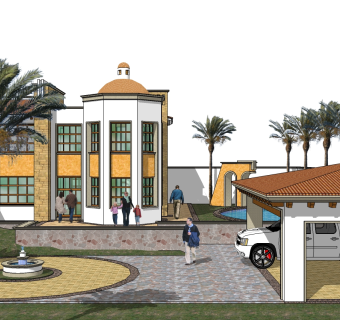 中亚式别墅su模型下载、中亚式别墅草图大师模型下载