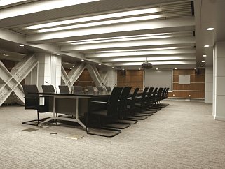 商务部谈判厅设计CAD施工图，办公空间CAD施工图纸下载