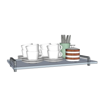 现代水杯餐具草图大师模型，餐具sketchup模型下载