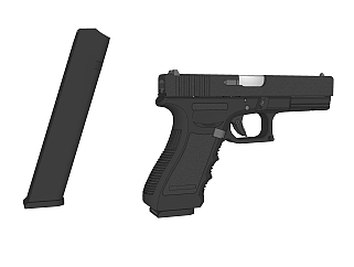 现代格洛克手枪草图大师模型，手枪sketchup模型