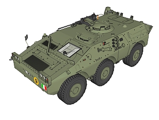 意大利puma6x6轮式装甲车草图大师模型，装甲车SU模型下载