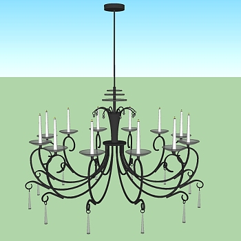 <em>欧式吊灯</em>草图大师模型，吊灯sketchup模型下载