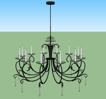 欧式吊灯草图大师模型，吊灯sketchup模型下载