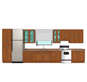 美式橱柜草图大师免费模型，厨房柜sketchup模型下载