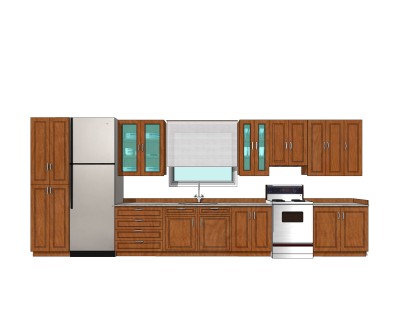 美式橱柜草图大师免费模型，厨房柜sketchup模型下载