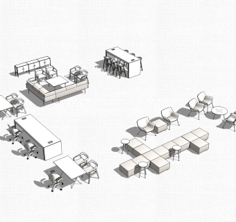 现代白色休闲办公沙发草图大师模型，办公沙发skp模型下载
