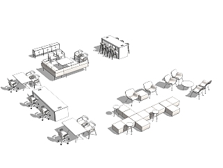 现代白色休闲办公沙发草图大师模型，办公沙发skp模型下载