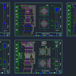 原创柱头门头全套详细的CAD图库，柱头门头CAD图纸下载