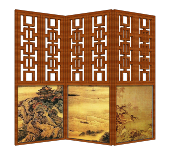 现代中式屏风sketchup模型，隔断屏风草图大师模型下载