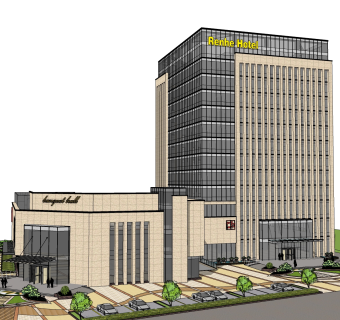 现代高层办公楼草图大师模型，高层办公楼sketchup模型免费下载