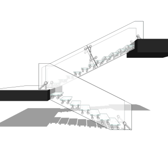 现代楼梯结构设计su模型下载