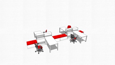 屏风办公桌草图大师模型，办工桌skp模型，办工桌su素材下载