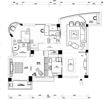 祥细客厅卧室家装户型图三居CAD，免费下载