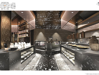 现代自助餐厅设计方案施工图CAD图纸，餐厅cad设计图纸下载