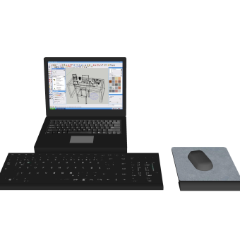 现代笔记本电脑组合sketchup模型，电脑skp模型下载