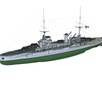 现代布列塔尼级LORRAINE洛林号战列舰草图大师模型，战列舰sketchup模型下载