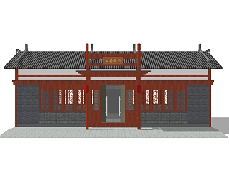 中式公共厕所草图大师模型，公共厕所sketchup模型免费下载