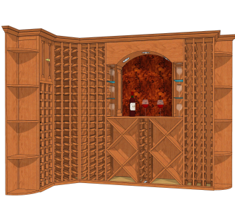 现代实木酒柜草图大师模型，酒柜sketchup模型下载
