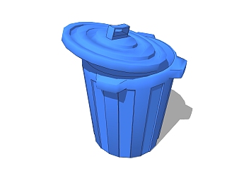 现代塑料垃圾桶草图大师模型，垃圾桶SU模型下载