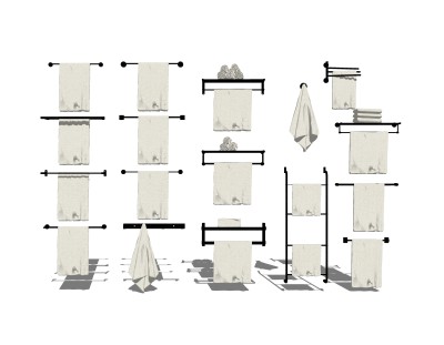 现代卫浴摆件浴巾组合草图大师模型，浴巾sketchup模型下载