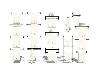 现代卫浴摆件浴巾组合草图大师模型，浴巾sketchup模型下载