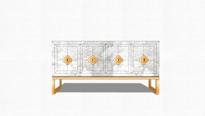 现代简约花纹储物柜草图大师模型，储物柜sketchup模型下载