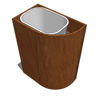 现代简约木制环保垃圾桶草图大师模型，垃圾桶SU模型下载