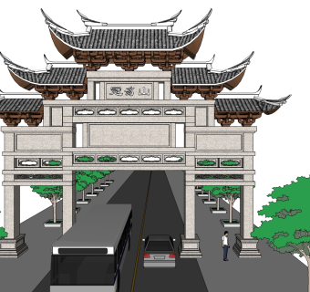牌坊草图大师模型下载、牌坊su模型下载