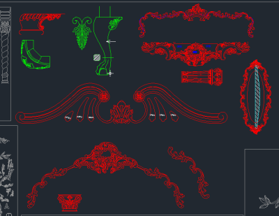 雕花 角花 CAD图库,图库CAD建筑图纸下载