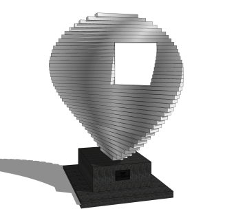 现代抽象钱币雕塑su模型,摆件草图大师模型下载